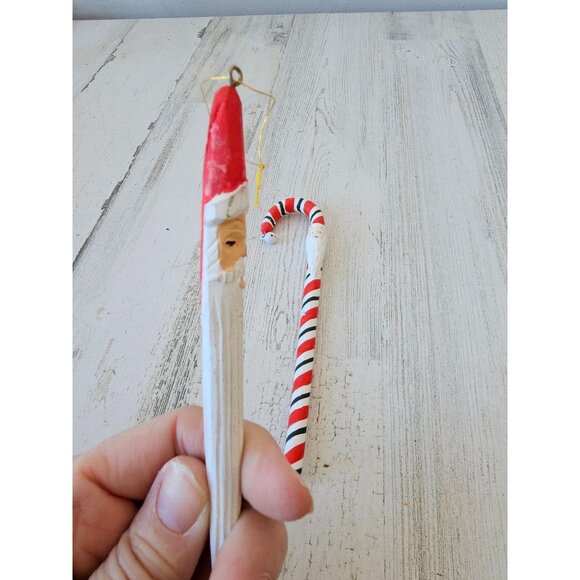 Vintage Santa candy cane icicle ornament set - Picture 4 of 9